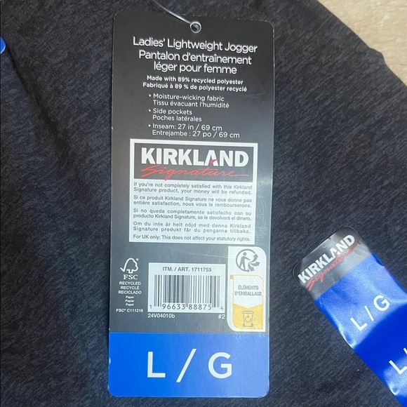 NWT Kirkland Signature Dark Grey Joggers sz L - Picture 6 of 8